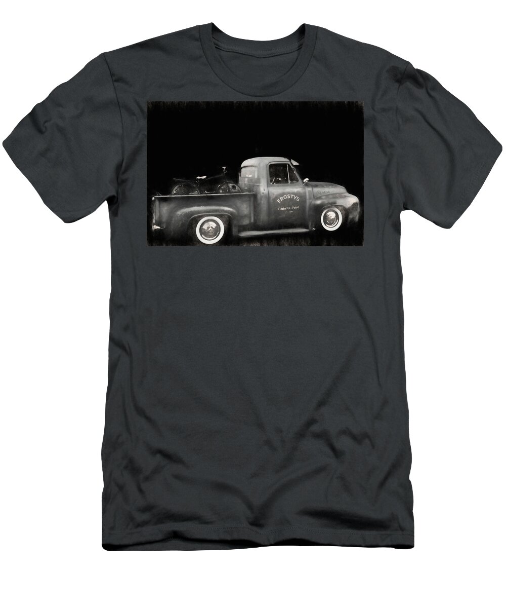 Junkyard T-Shirt featuring the photograph Old Truck in BW by Cathy Anderson