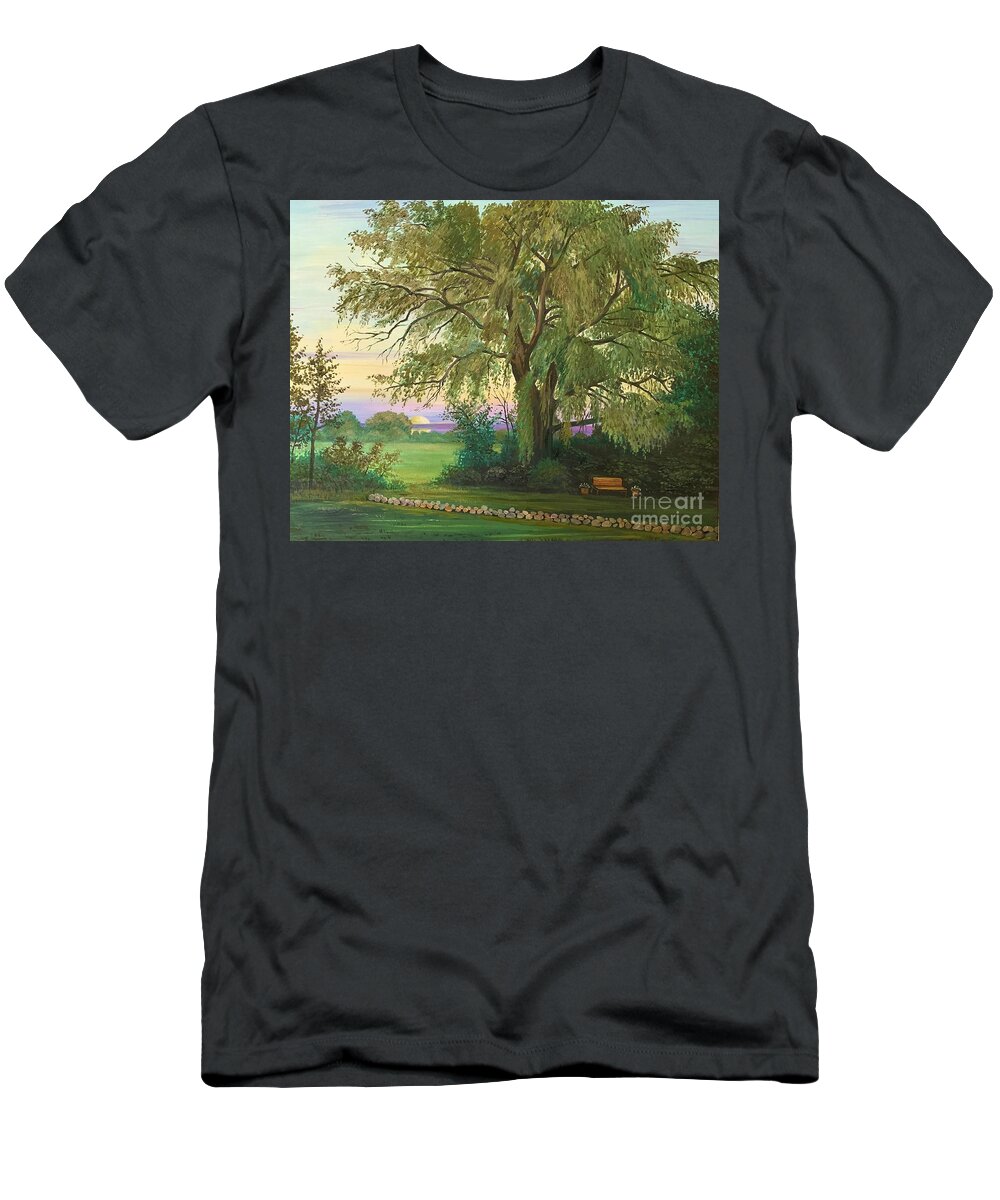 Print T-Shirt featuring the painting Old Willow by Margaryta Yermolayeva
