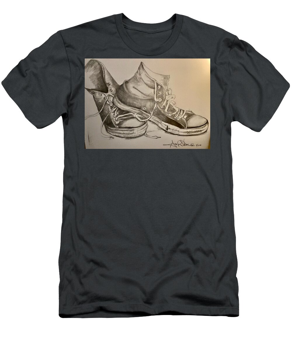  T-Shirt featuring the drawing Ole Sneakers by Angie ONeal