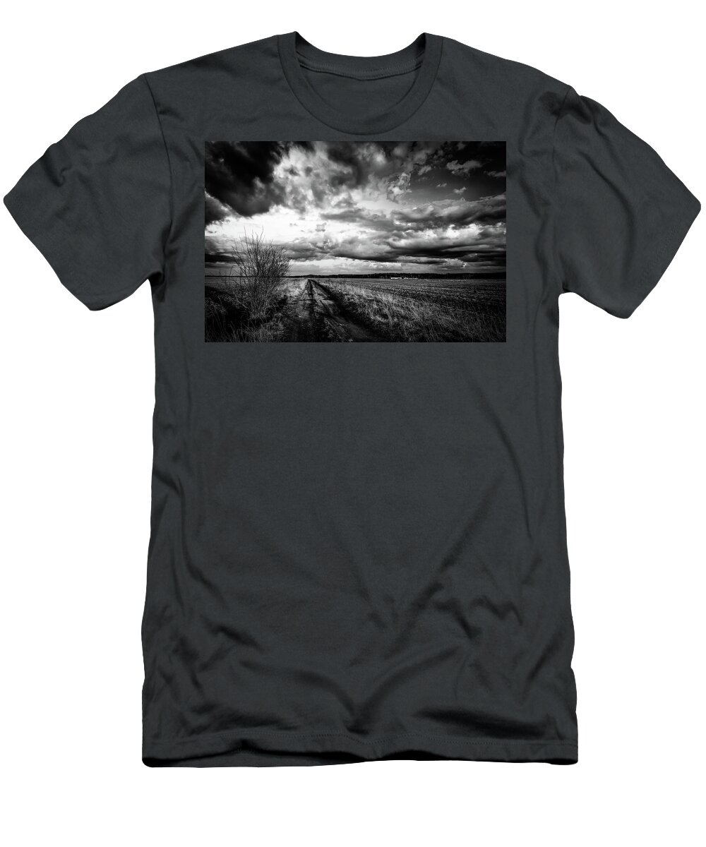 Road T-Shirt featuring the photograph On The Road Again LRBW by Michael Damiani