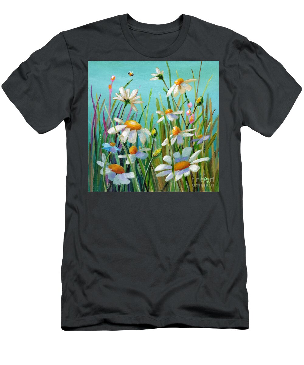 Daisy T-Shirt featuring the painting OOOPsie Daisies by Annie Troe