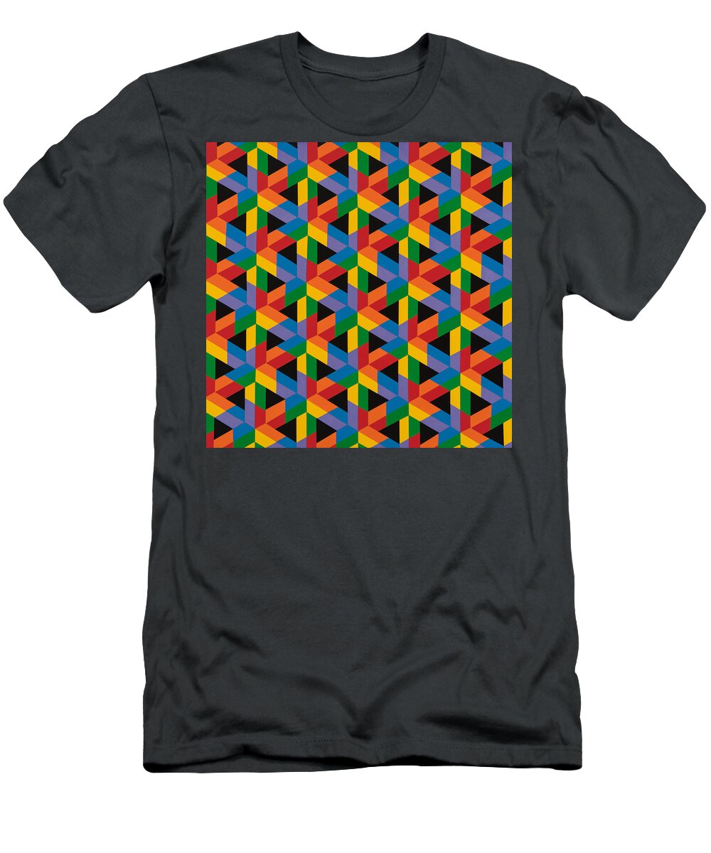 Abstract T-Shirt featuring the painting Open Hexagonal Lattice II with Square Cropping by Janet Hansen