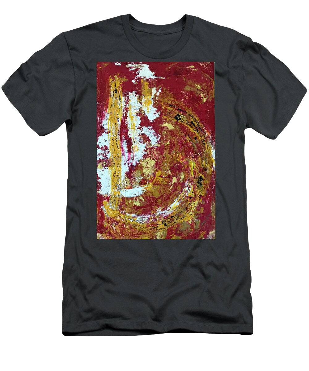 Red T-Shirt featuring the painting Opening by Medge Jaspan