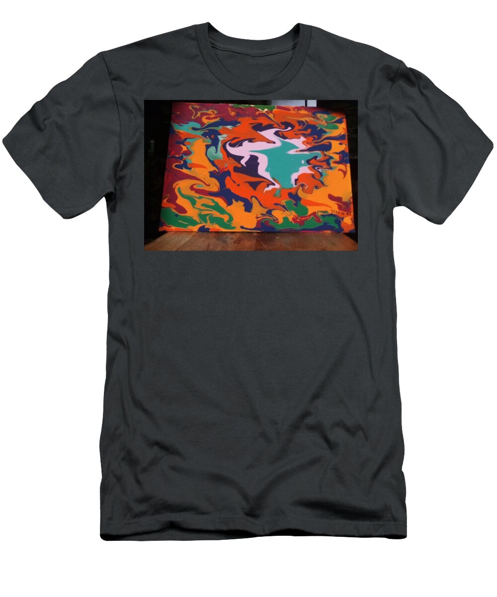 Kaleidoscope Painting T-Shirt featuring the painting Orange Swirls by Eugene Wasosky