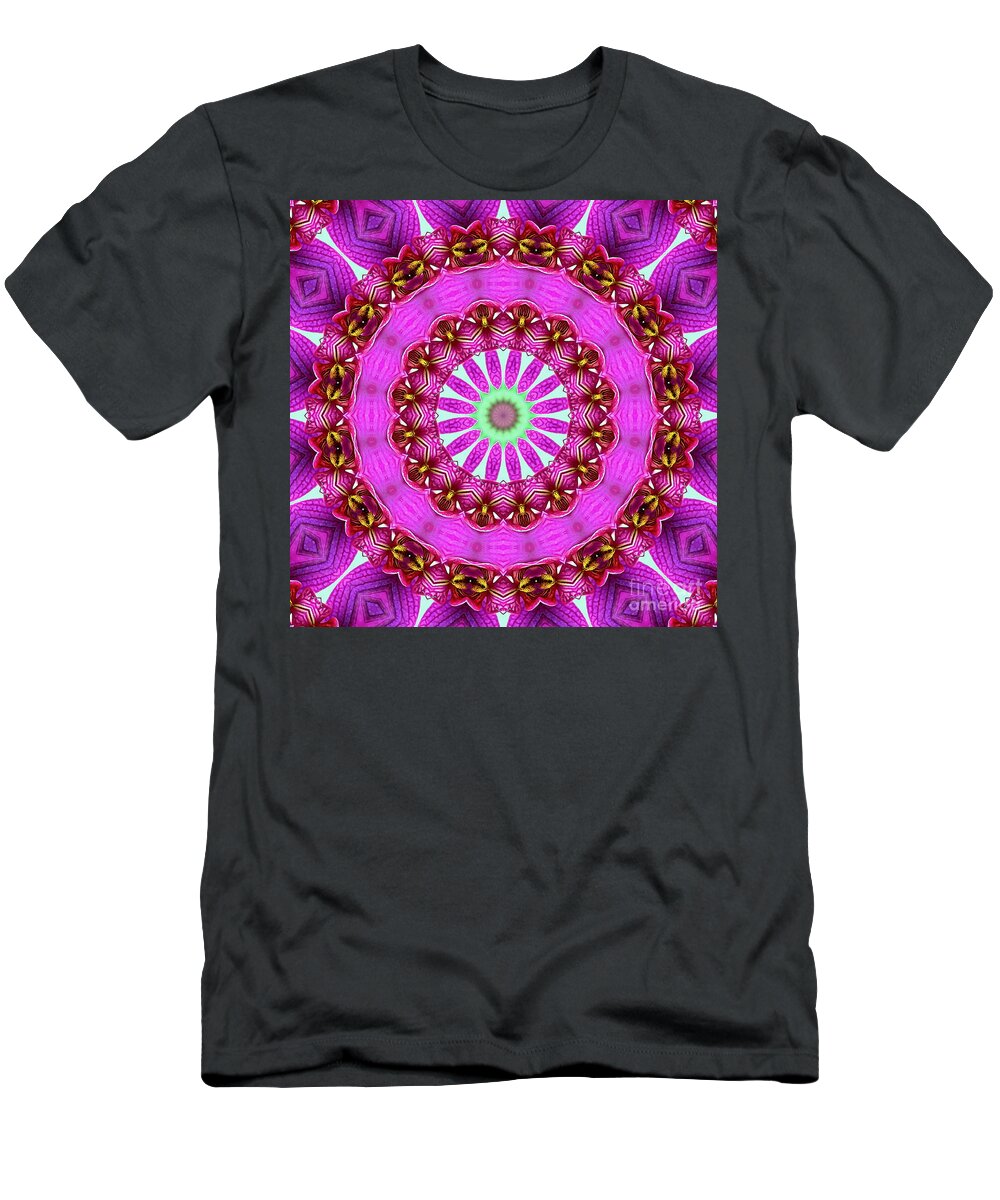 Purple Kaleidoscope T-Shirt featuring the photograph Orchid Mandala Through the Kaleidoscope No 1 by Sea Change Vibes