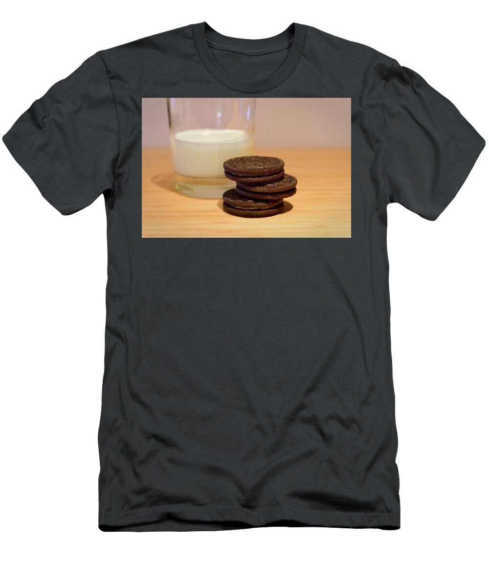 Lensbaby Velvet 85 T-Shirt featuring the photograph Oreos and Milk by Carol Eade