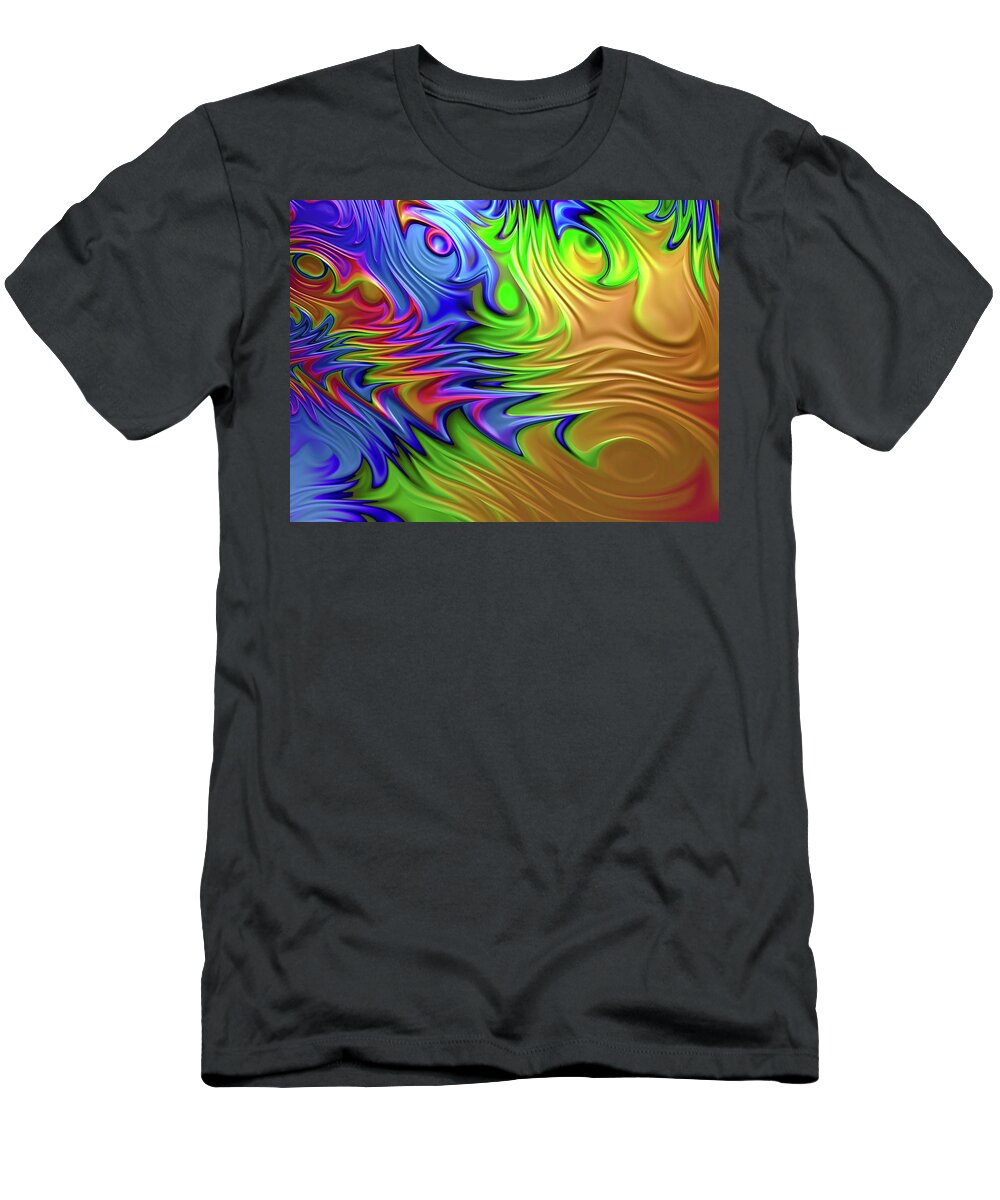 Abstract T-Shirt featuring the digital art Orgy in Color by Manpreet Sokhi