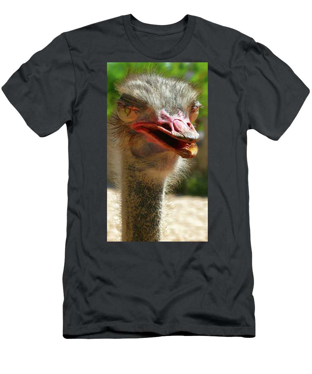 Ostrich T-Shirt featuring the photograph Ostrich portrait by Robert Bociaga