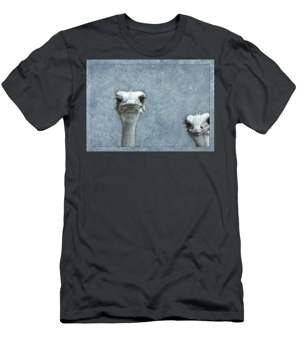 Ostriches T-Shirt featuring the painting Ostriches by James W Johnson