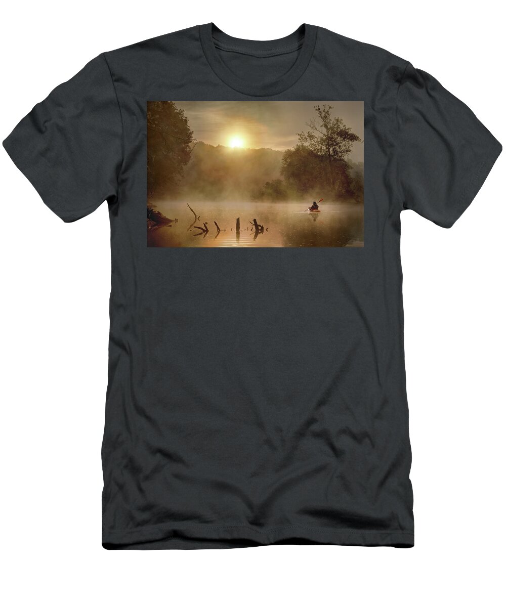 River T-Shirt featuring the photograph Out Of the Gloom by Robert Charity