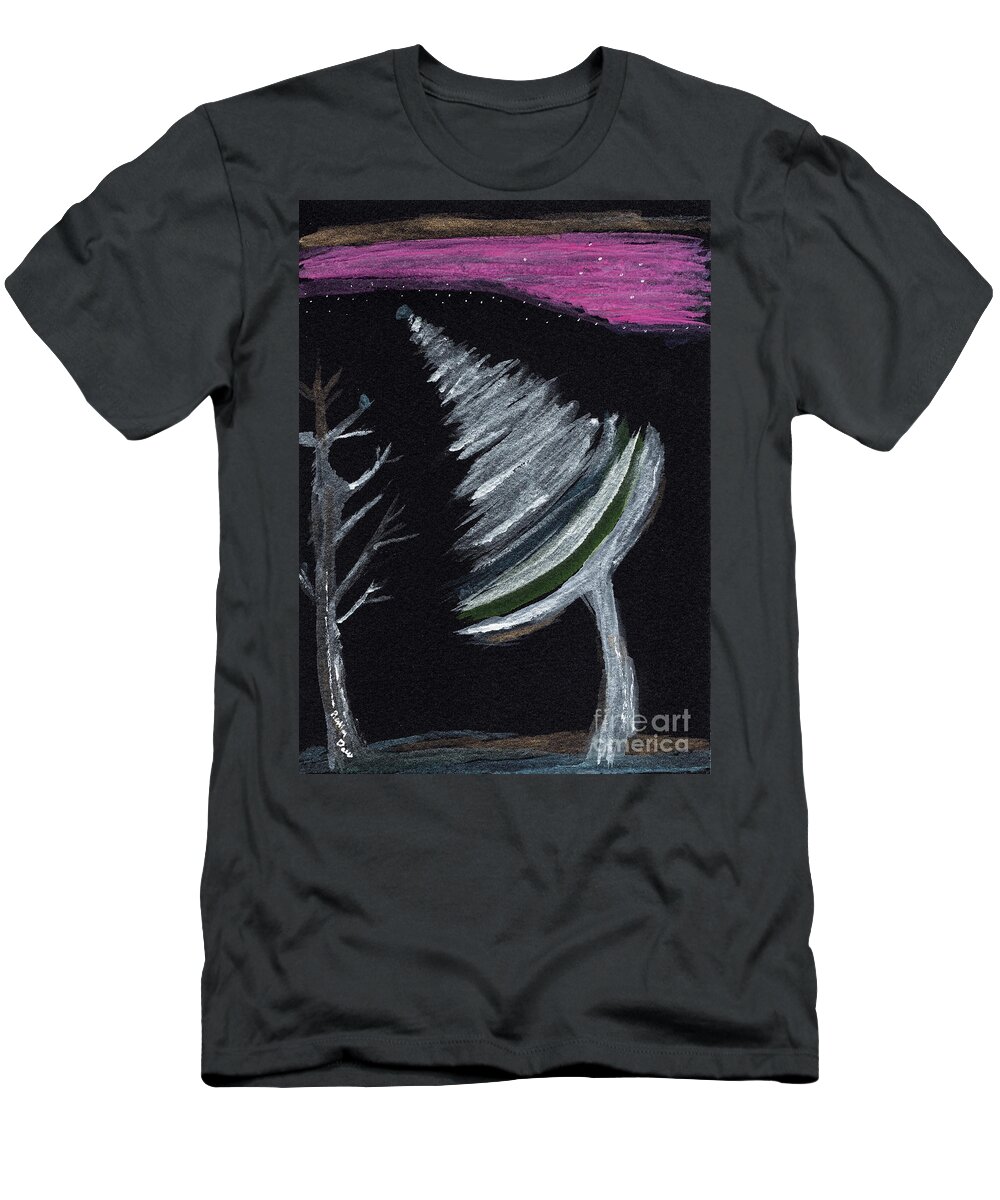 Winter T-Shirt featuring the painting Out on a Winter Night by Bentley Davis