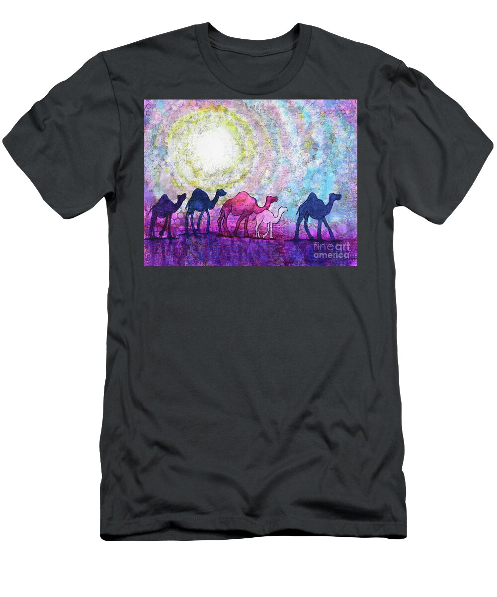 Camels T-Shirt featuring the painting Out There by Lisa Crisman