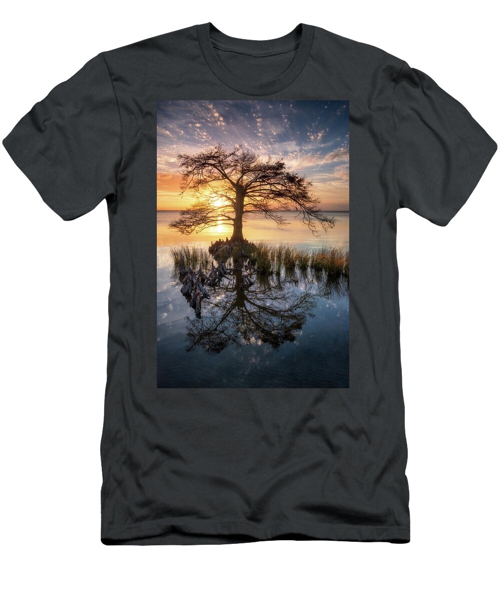 Obx T-Shirt featuring the photograph Outer Banks North Carolina Cypress Tree Sunset Landscape OBX Duck NC by Dave Allen