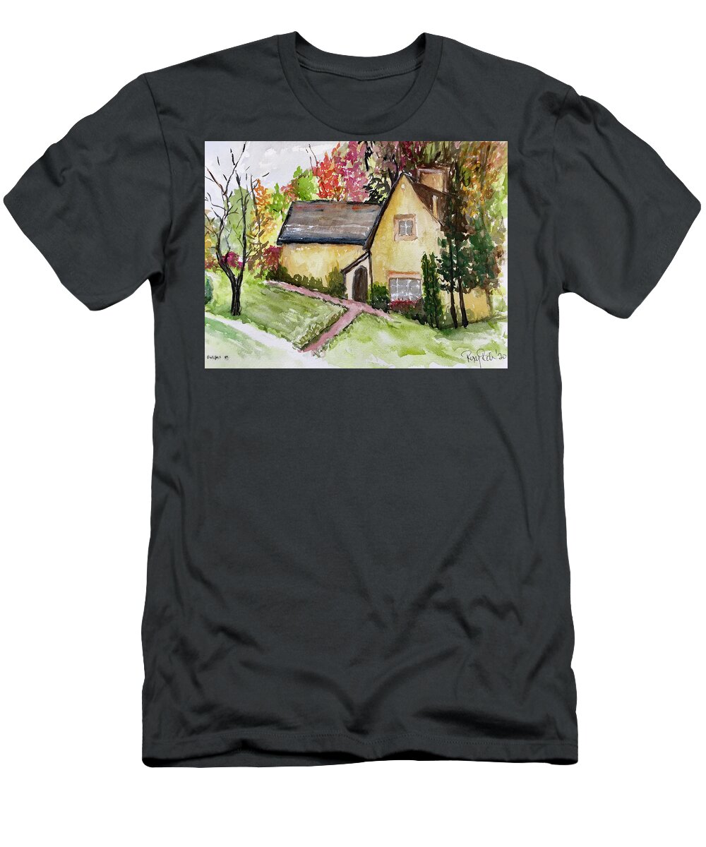 Cotswold Painting T-Shirt featuring the painting Owlpen Manor The Cotswolds by Roxy Rich