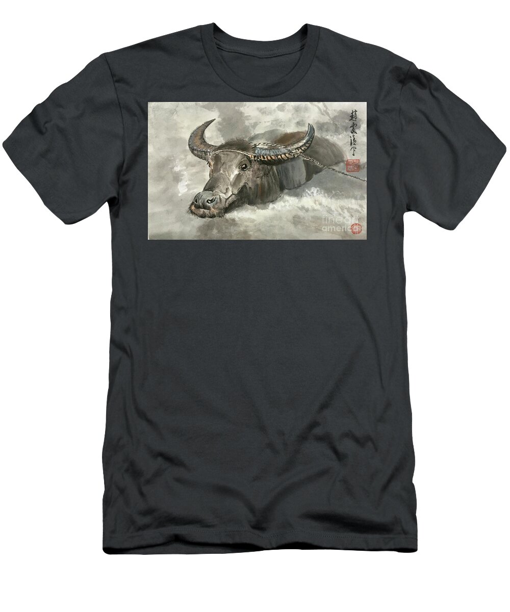 Ox T-Shirt featuring the painting Willing Ox by Carmen Lam