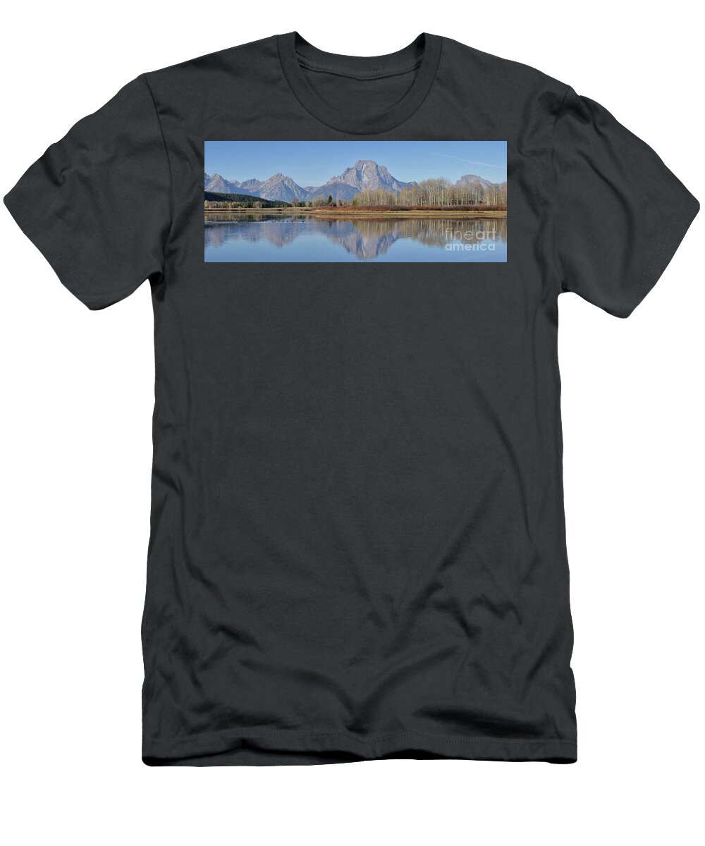 River T-Shirt featuring the photograph Oxbow Bend Pano by Ed Stokes