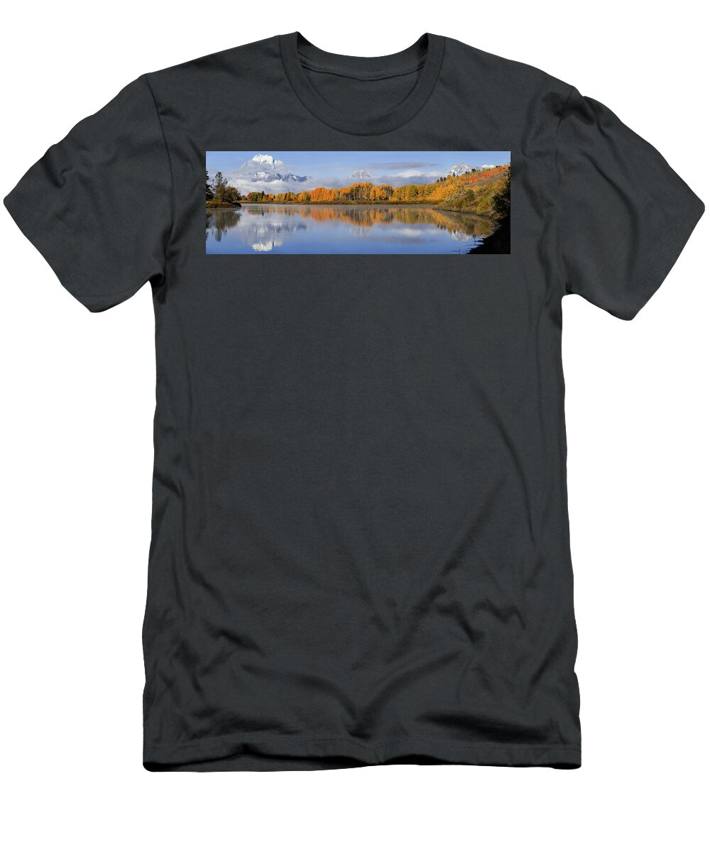 Oxbow Bend T-Shirt featuring the photograph Oxbow Bend Pano by Wesley Aston