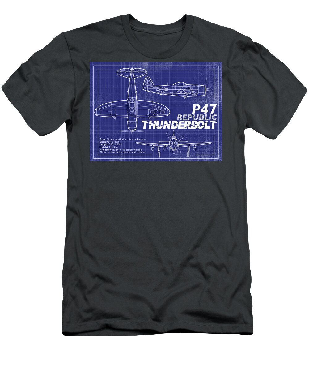 P47 T-Shirt featuring the digital art P47 Thunderbolt by Thomas La Padula