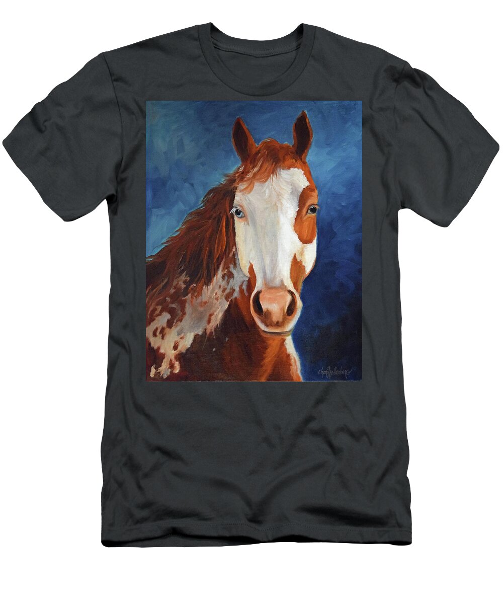 Horse Print T-Shirt featuring the painting Paint The Midnight Sky by Cheri Wollenberg