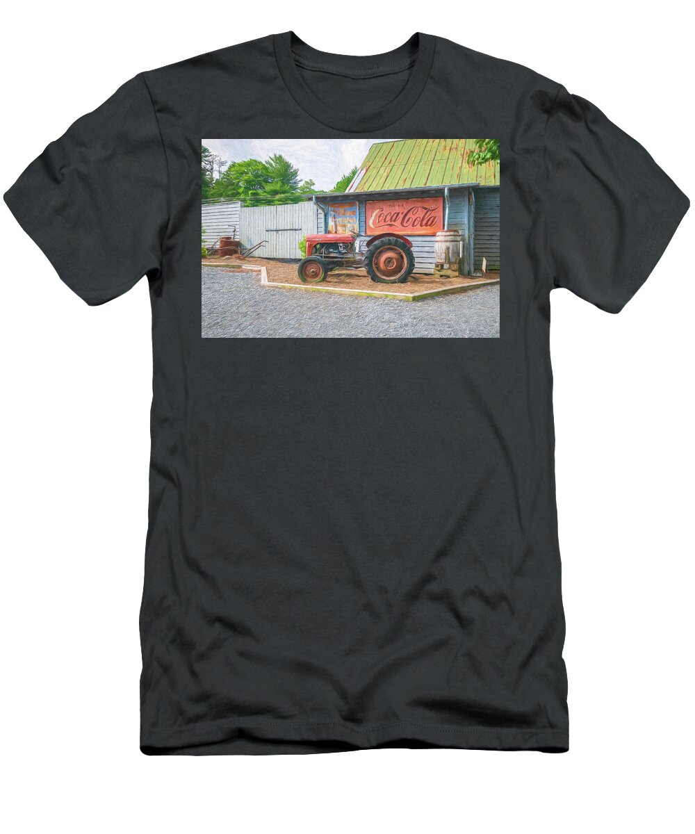 Tractor T-Shirt featuring the digital art Painted Tractor by John Kirkland
