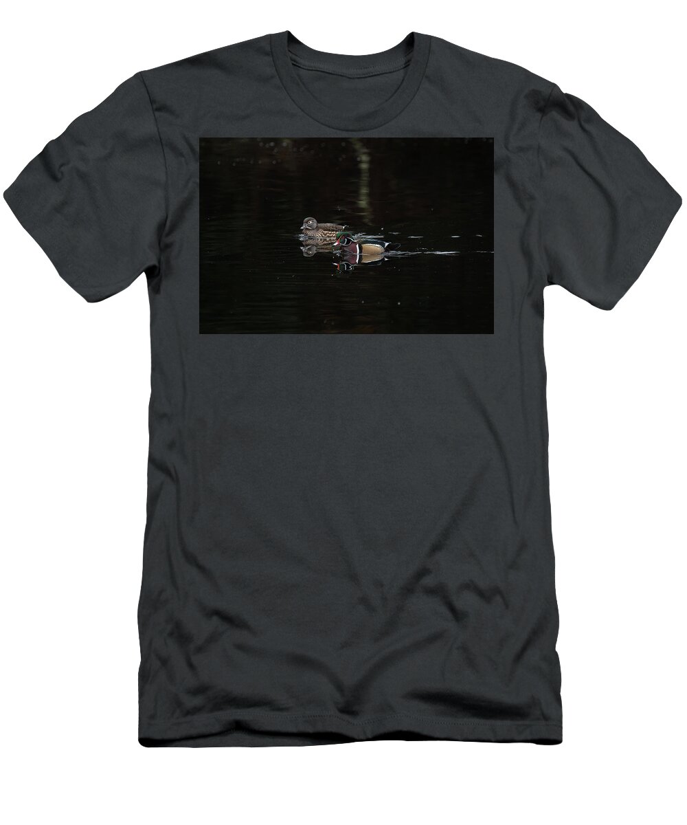 Wood Duck T-Shirt featuring the photograph Pair of Wood Ducks by Jerry Cahill