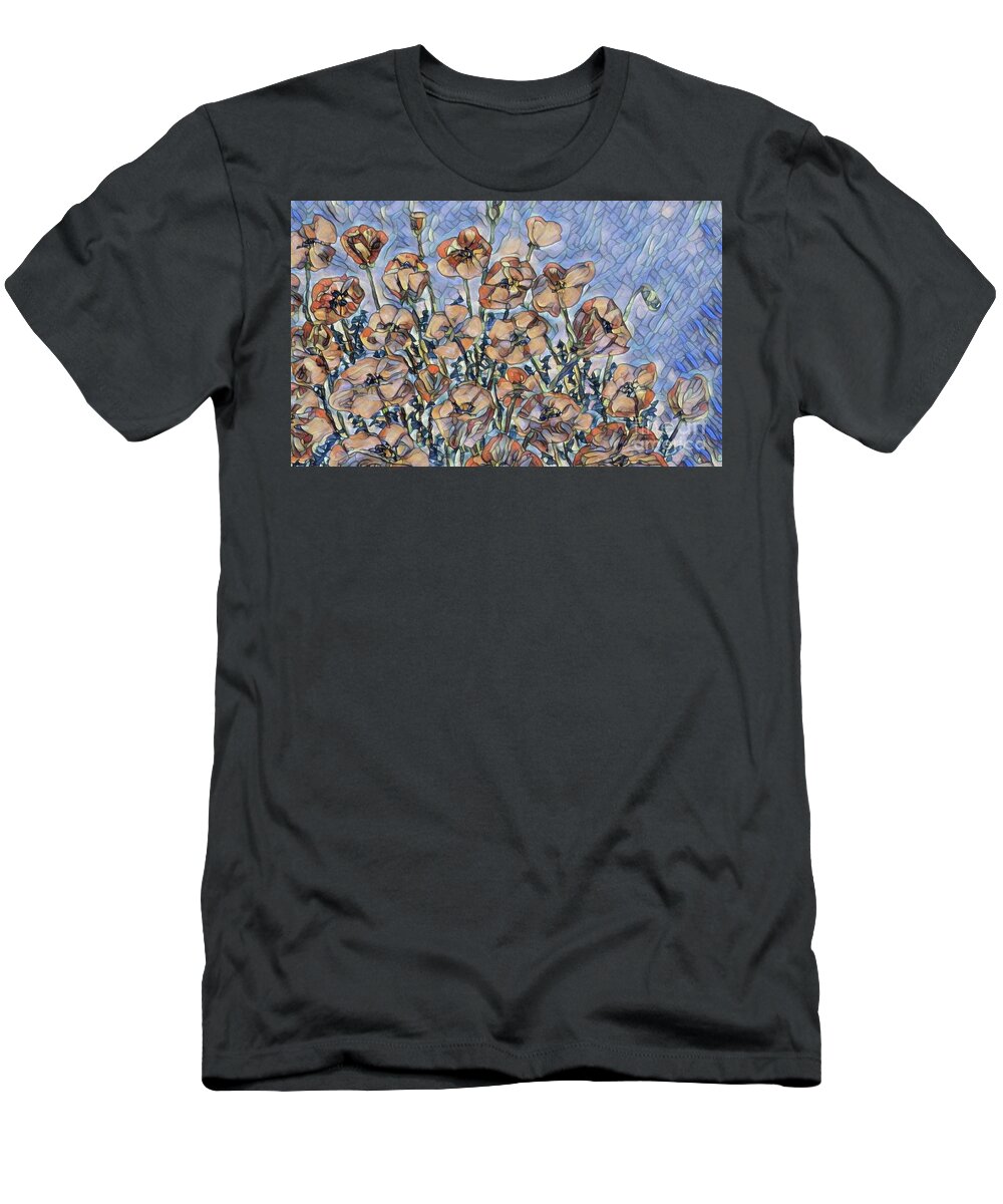 Flowers Poppies Abstract Garden Nature Bag Tote T-Shirt featuring the painting Pale Poppies by Bradley Boug