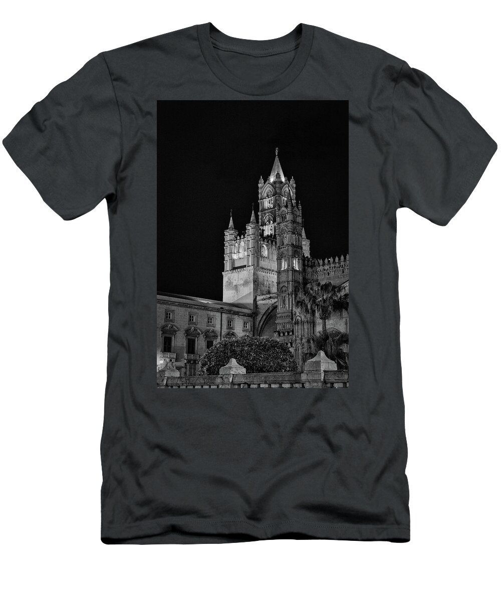 Italy T-Shirt featuring the photograph Palermo Cathedral at Night by Monroe Payne