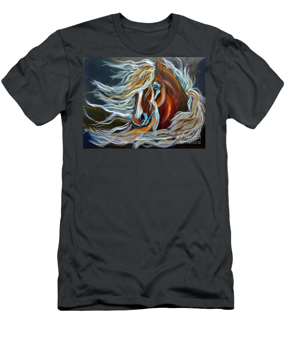 Horse Lover. Texas Rodeo T-Shirt featuring the painting Palomino by Jenny Lee