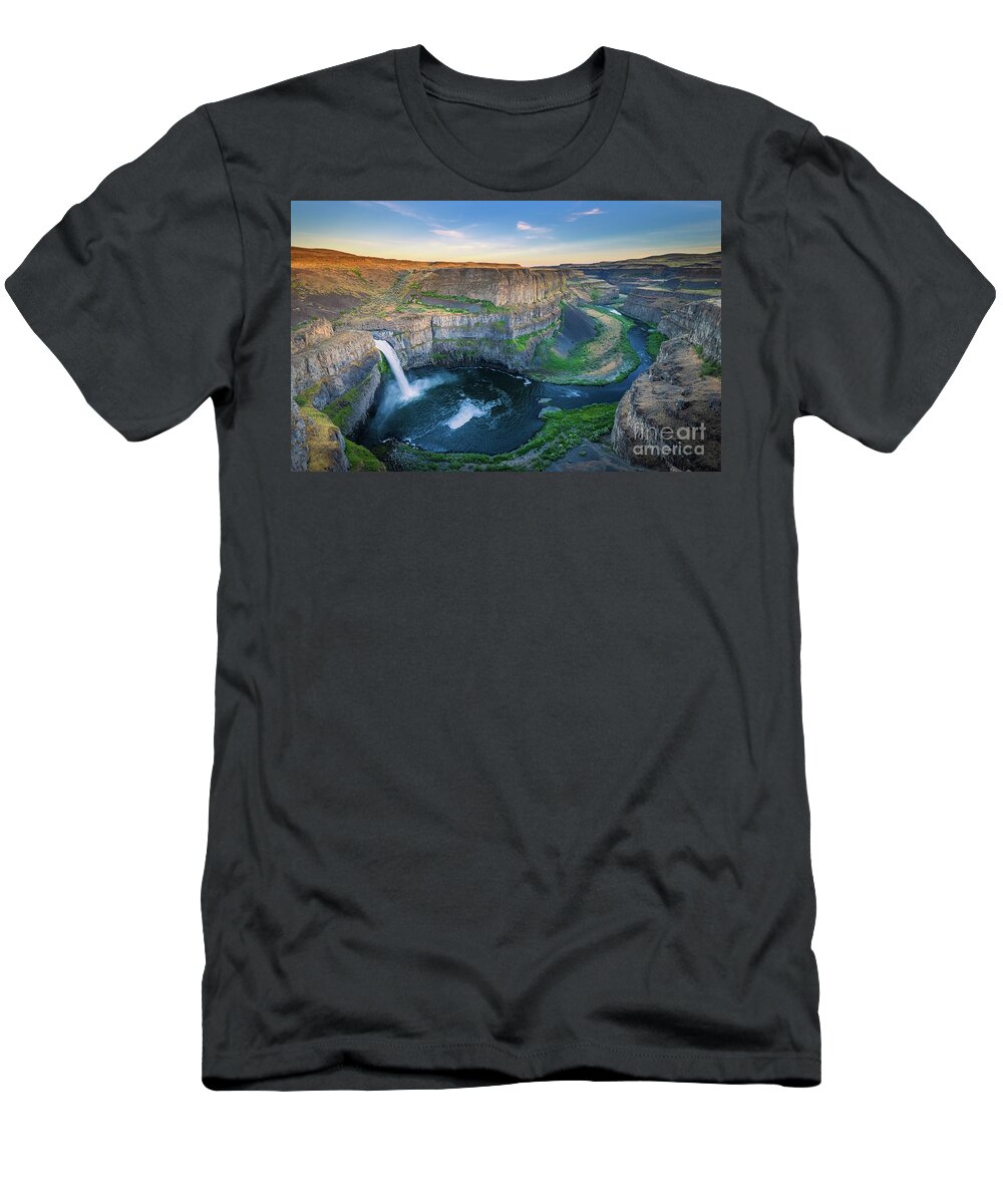 America T-Shirt featuring the photograph Palouse Falls Dusk by Inge Johnsson