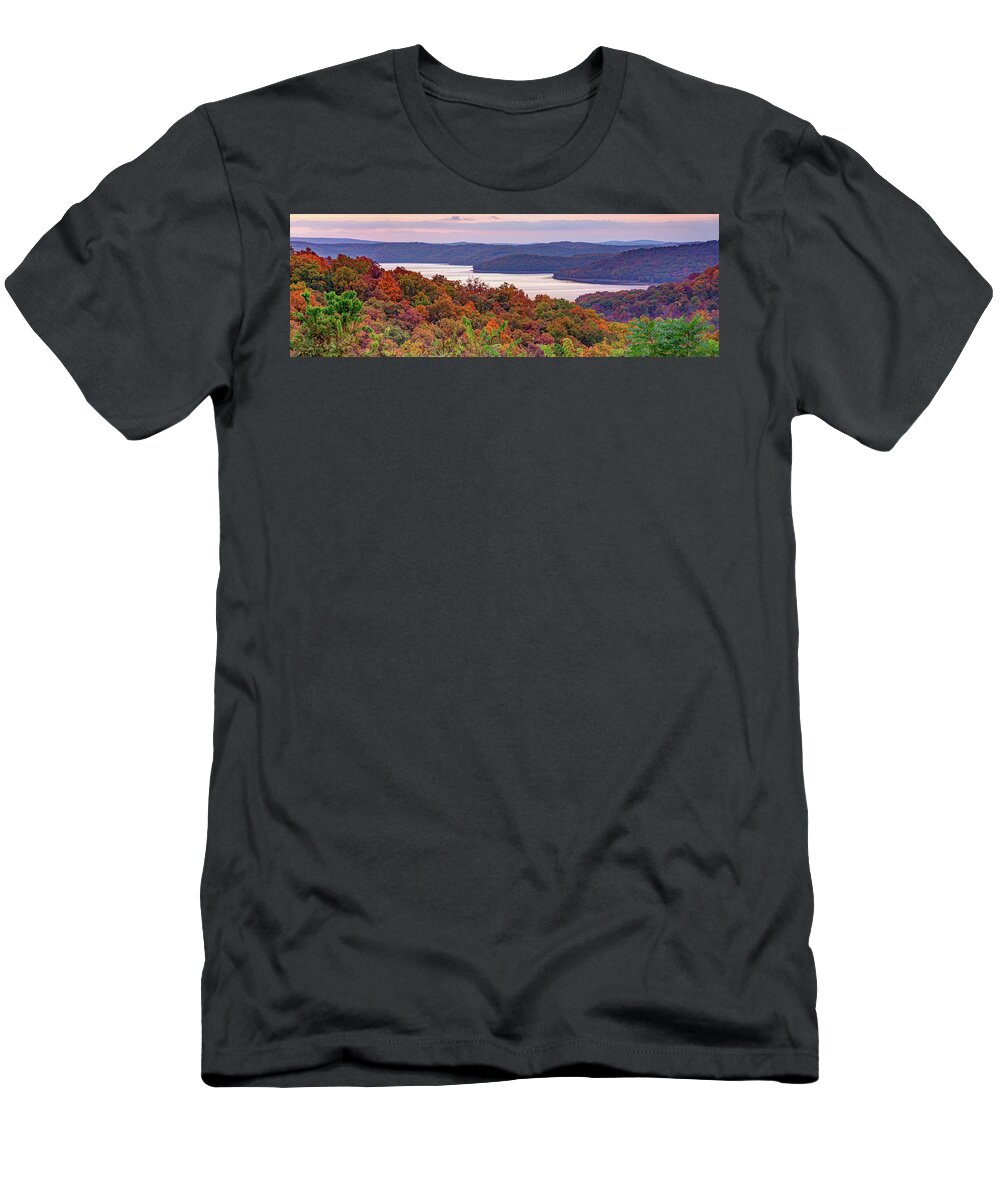 Arkansas Landscape T-Shirt featuring the photograph Panoramic Landscape of Beaver Lake - Northwest Arkansas by Gregory Ballos