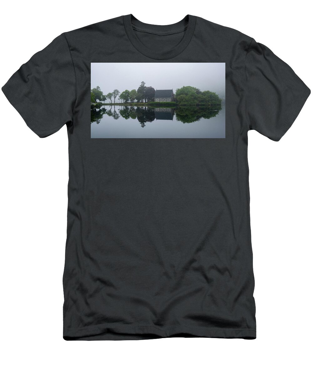 County Cork T-Shirt featuring the photograph Panoramic St. Finbarr's Church oratory , Gougane Barra Ireland by Michalakis Ppalis