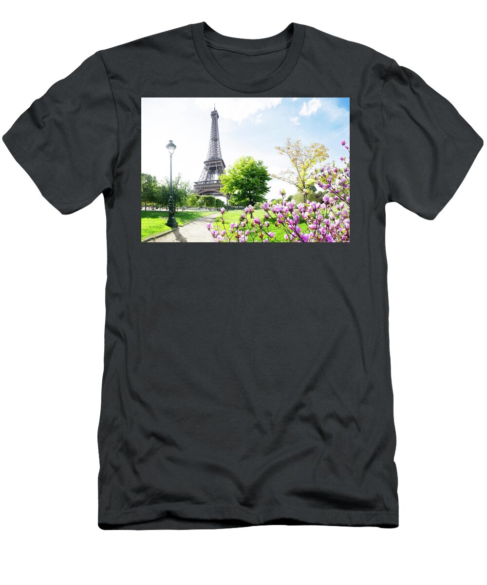 Eiffel T-Shirt featuring the photograph Paris and Spring by Anastasy Yarmolovich