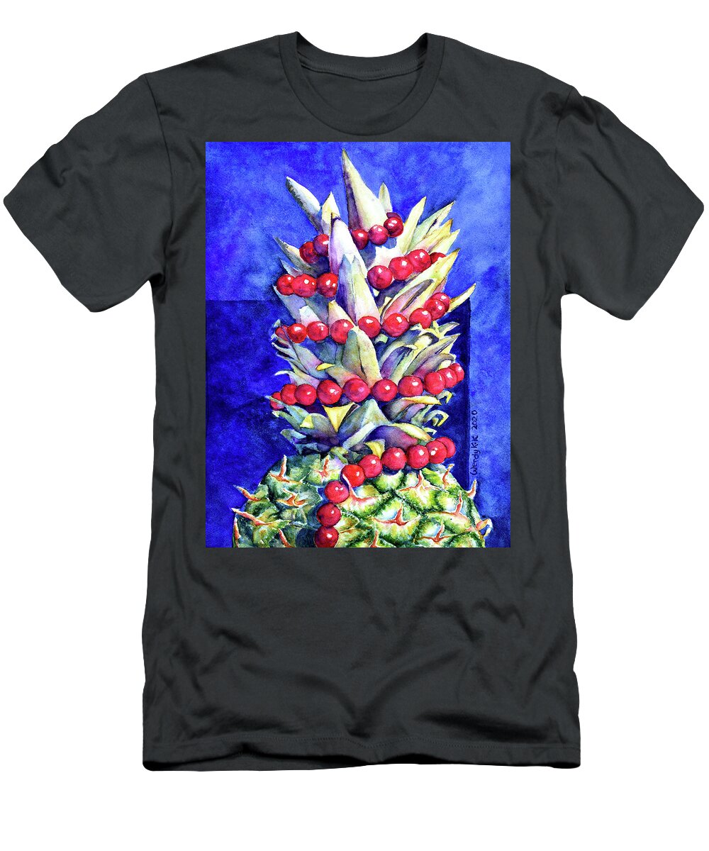 Fruit T-Shirt featuring the painting Party Pineapple by Wendy Keeney-Kennicutt