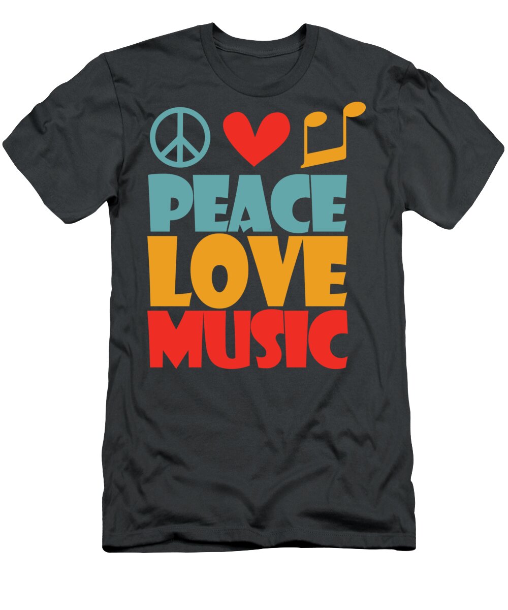 Awesome T-Shirt featuring the painting Peace Love Music by Anh Nguyen