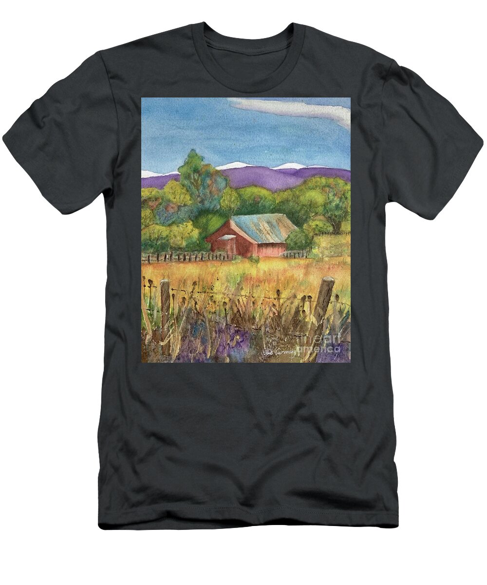 Barn T-Shirt featuring the painting Peaceful Valley by Sue Carmony