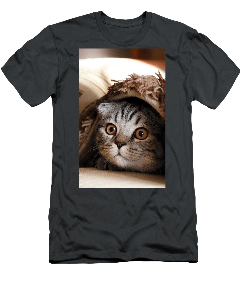 Kitten T-Shirt featuring the painting Peek-A-Boo Kitty by Teresa Trotter