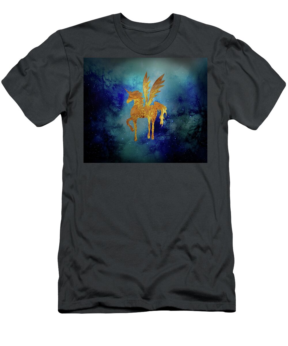Pegasus T-Shirt featuring the digital art Pegasus in Space by Sambel Pedes