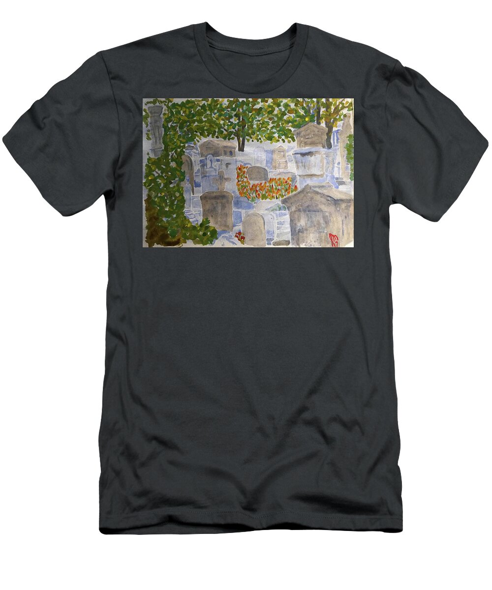  T-Shirt featuring the painting Pere Lachaise Cemetary by John Macarthur