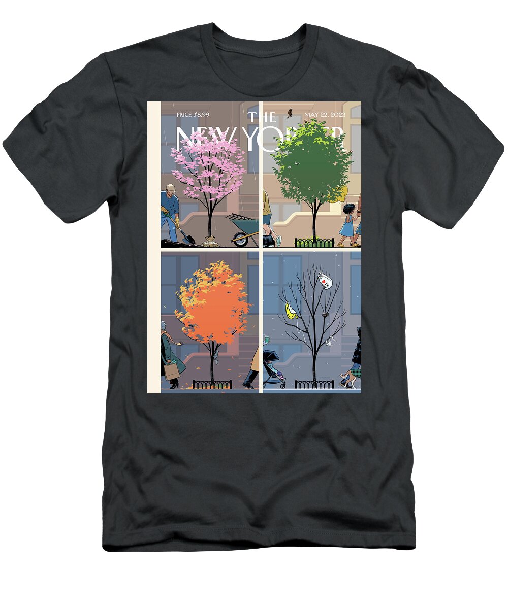 City T-Shirt featuring the painting Perennial by R Kikuo Johnson