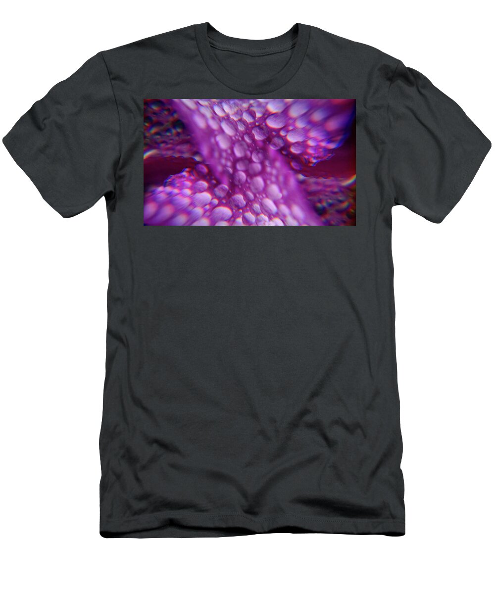 Flower T-Shirt featuring the photograph Petals And Raindrops Abstract by Jeff Townsend
