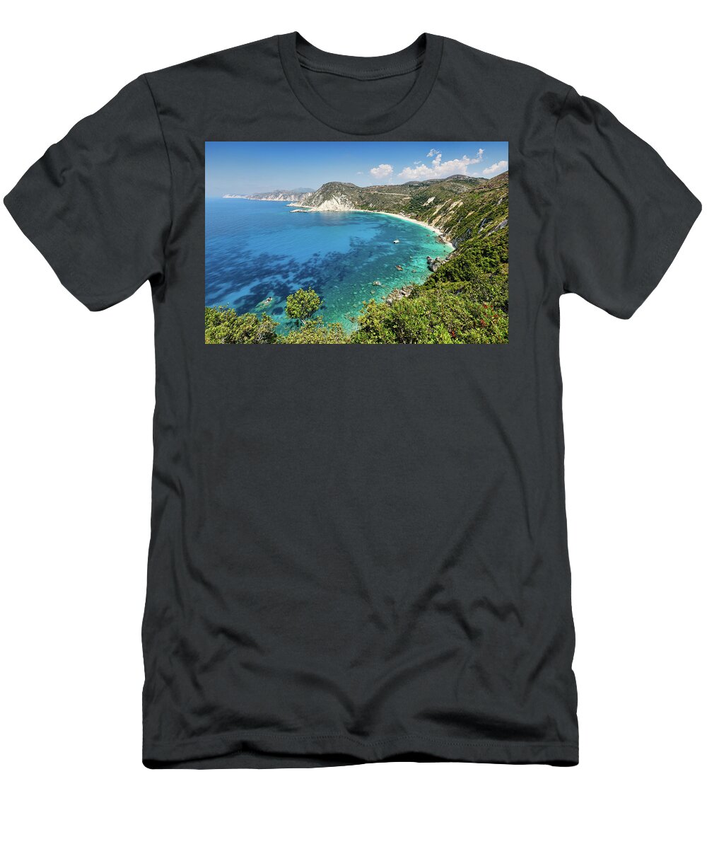 Petani T-Shirt featuring the photograph Petani beach in Kefalonia, Greece by Constantinos Iliopoulos