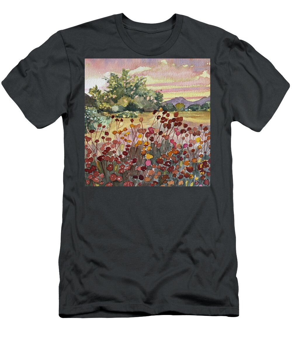 #faatoppicks T-Shirt featuring the painting Peter Strauss Ranch Seed Heads by Luisa Millicent