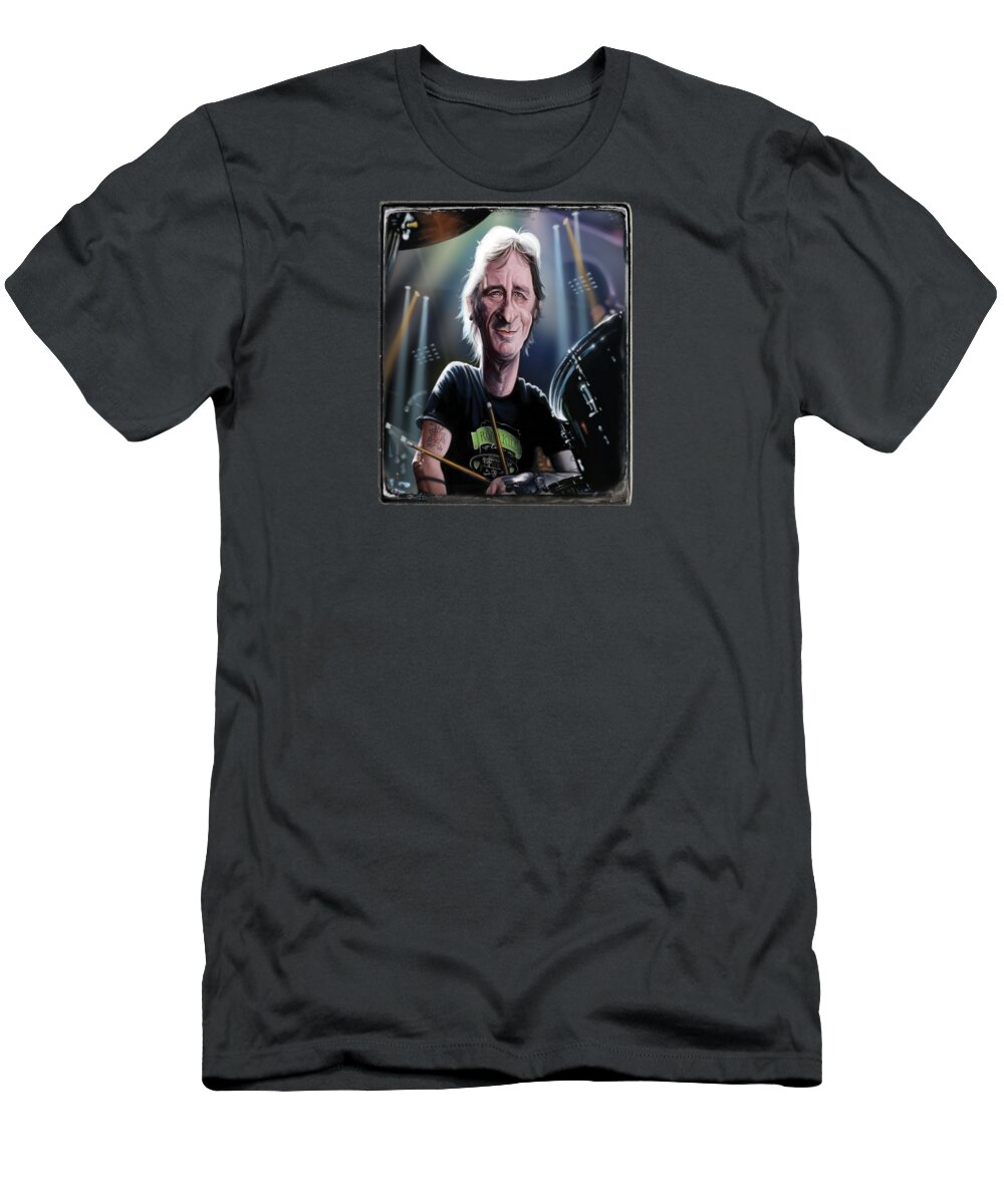Phil Rudd T-Shirt featuring the digital art Phil Rudd by Andre Koekemoer