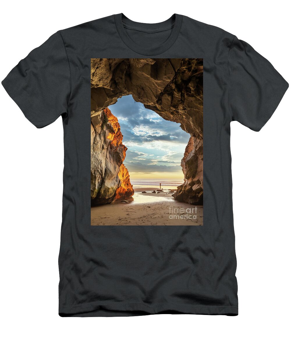 Pismo T-Shirt featuring the photograph Photographer and the Sea Cave by Mimi Ditchie
