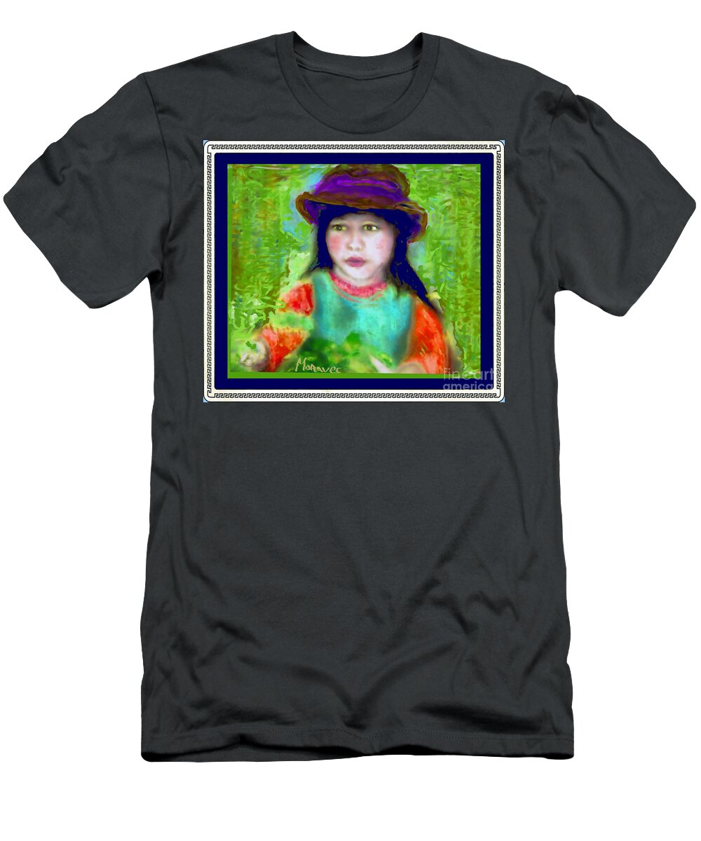 Girl T-Shirt featuring the pastel Picking Berries by Shirley Moravec
