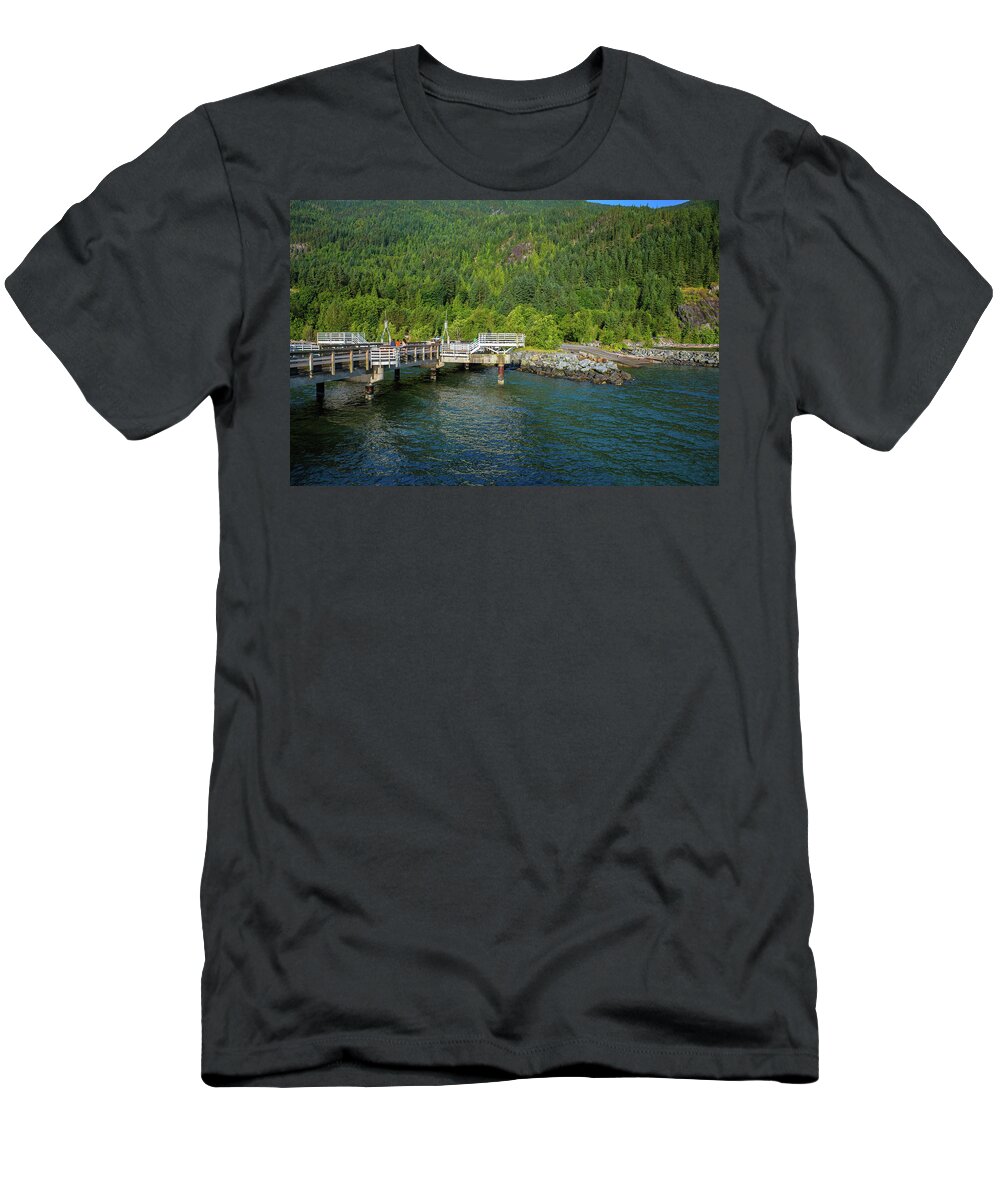 Alex Lyubar T-Shirt featuring the photograph Pier at the Porteau Cove by Alex Lyubar