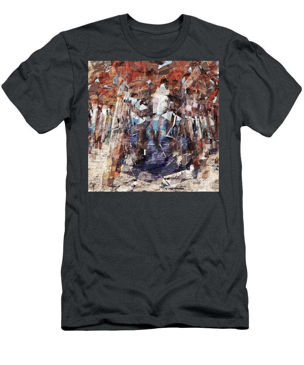 Hermosa Beach T-Shirt featuring the digital art Pier Pieces by Phil Perkins