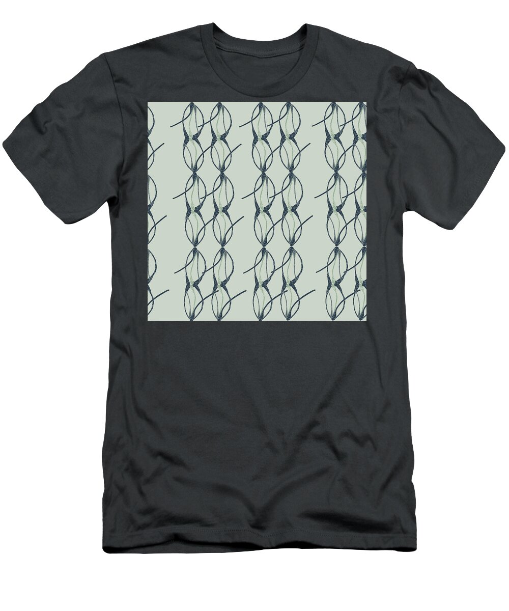Geometric T-Shirt featuring the digital art Pine Geometric Sage Green and Navy by Sand And Chi
