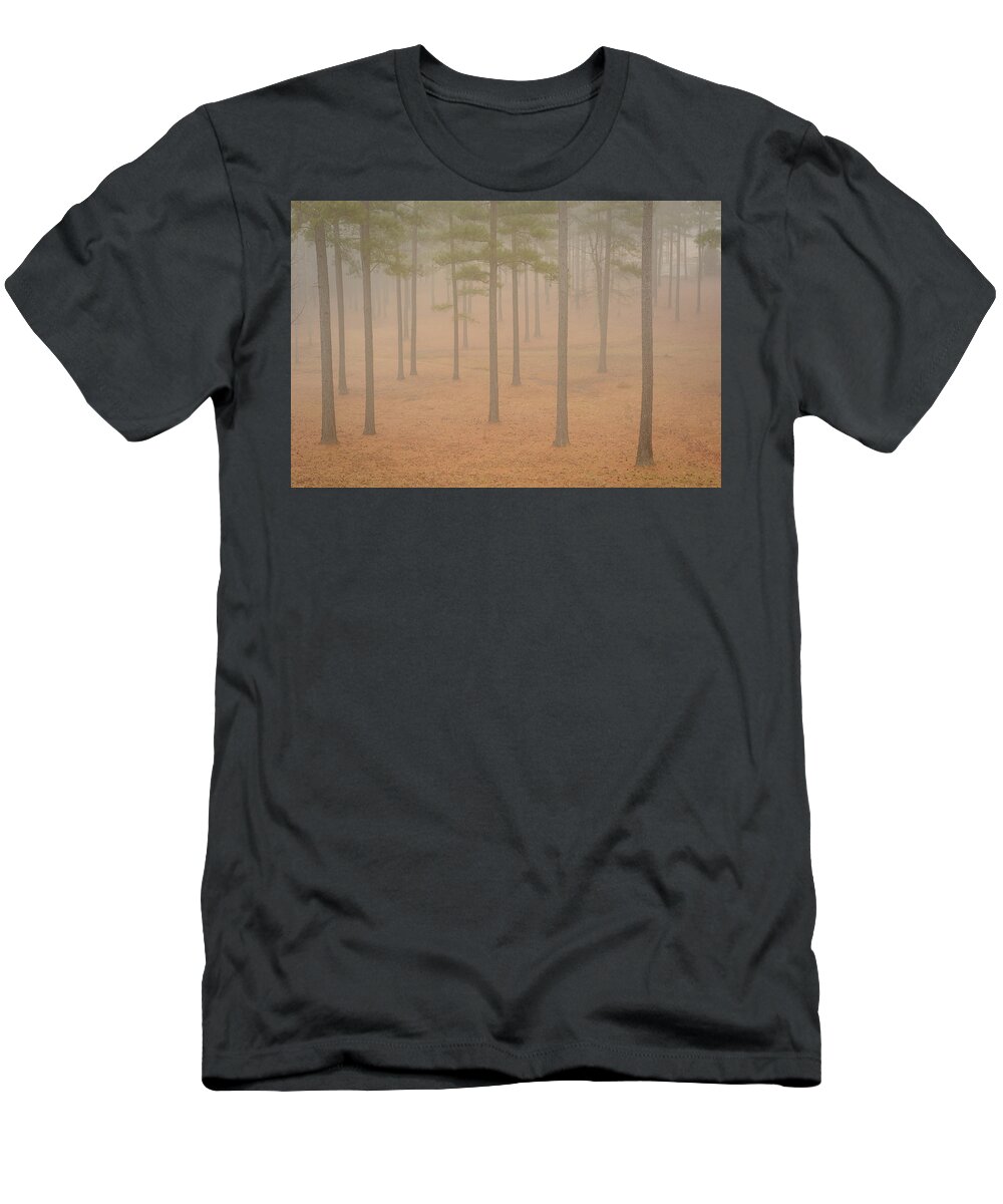 Mcdowell County T-Shirt featuring the photograph Pine Grove in the Fog by Joni Eskridge