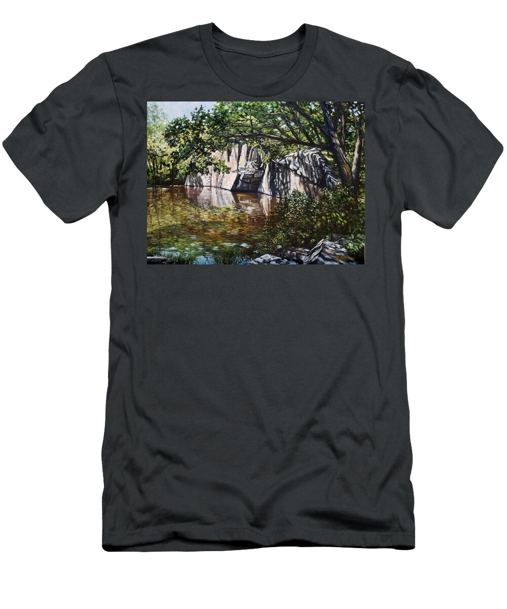 Rockport T-Shirt featuring the painting Pine Pit, Rockport, MA by Eileen Patten Oliver